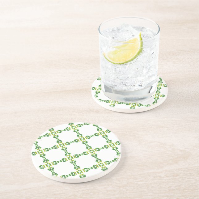 Leaf Pattern, Pattern Of Leaves, Green Leaves Coaster (Side)