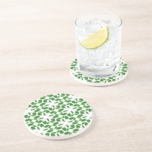 Leaf Pattern, Pattern Of Leaves, Green Leaves Coaster