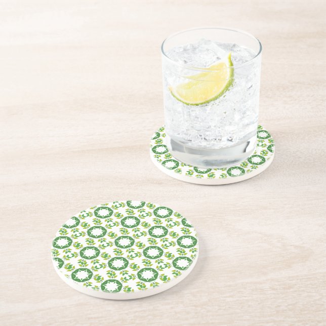 Leaf Pattern, Pattern Of Leaves, Green Leaves Coaster (Side)