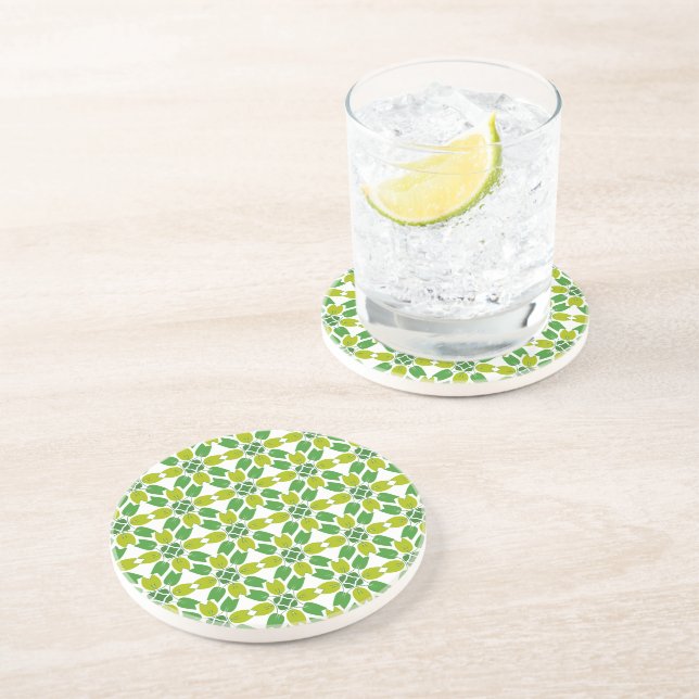 Leaf Pattern, Pattern Of Leaves, Green Leaves Coaster (Side)