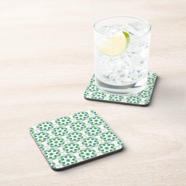 Leaf Pattern, Pattern Of Leaves, Green Leaves Coaster (Right Side)