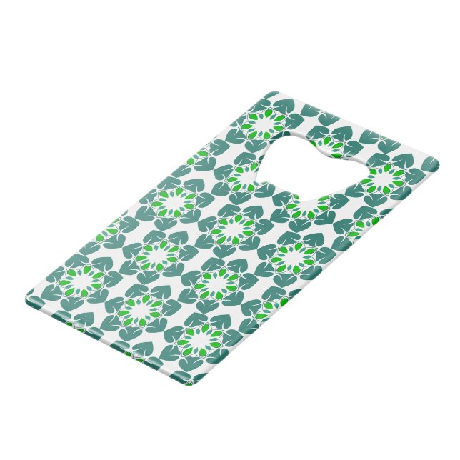 Leaf Pattern, Pattern Of Leaves, Green Leaves Credit Card Bottle Opener (Front Angled)