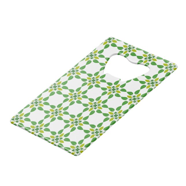 Leaf Pattern, Pattern Of Leaves, Green Leaves Credit Card Bottle Opener (Front Angled)