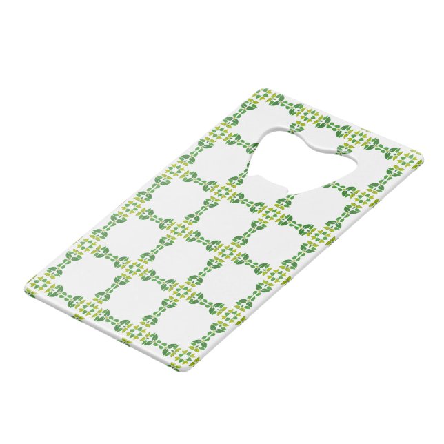 Leaf Pattern, Pattern Of Leaves, Green Leaves Credit Card Bottle Opener (Front Angled)