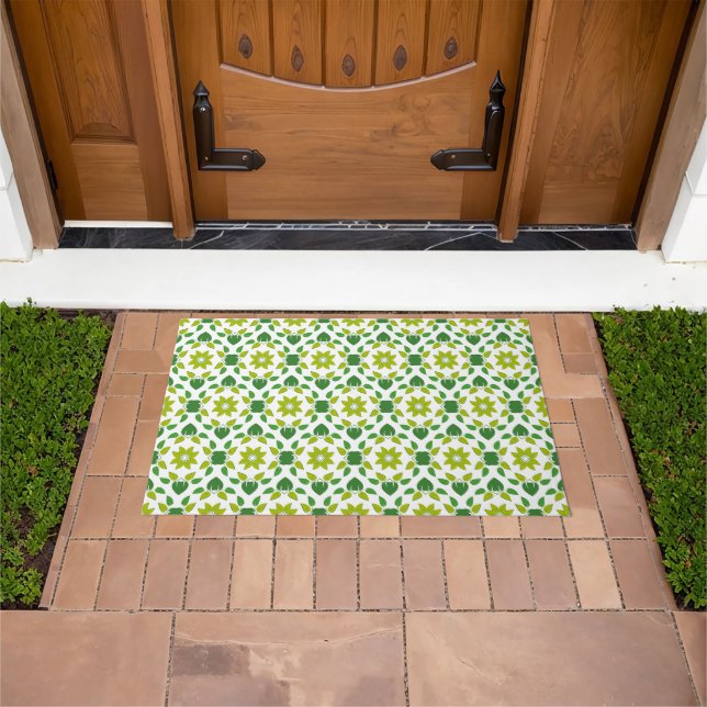 Leaf Pattern, Pattern Of Leaves, Green Leaves Doormat (Outdoor)