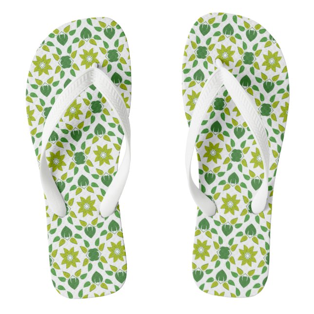 Leaf Pattern, Pattern Of Leaves, Green Leaves Flip Flops (Footbed)