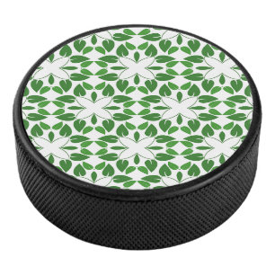 Leaf Pattern, Pattern Of Leaves, Green Leaves Hockey Puck
