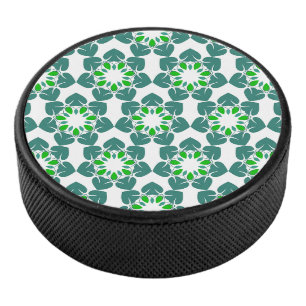 Leaf Pattern, Pattern Of Leaves, Green Leaves Hockey Puck