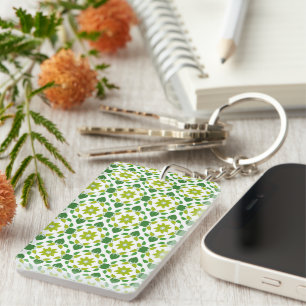 Leaf Pattern, Pattern Of Leaves, Green Leaves Keychain