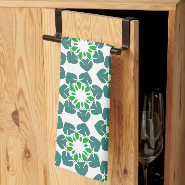 Leaf Pattern, Pattern Of Leaves, Green Leaves Kitchen Towel (Thirds Fold)