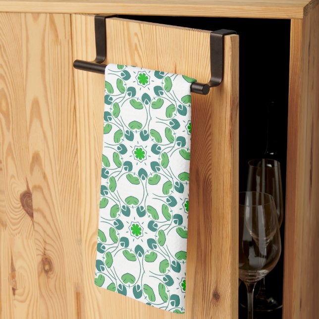 Leaf Pattern, Pattern Of Leaves, Green Leaves Kitchen Towel (Thirds Fold)