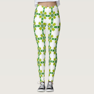 Leaf Pattern, Pattern Of Leaves, Green Leaves Leggings
