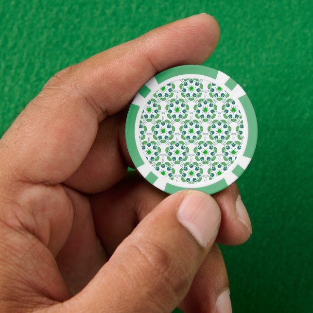Leaf Pattern, Pattern Of Leaves, Green Leaves Poker Chips (Hand)