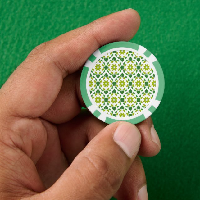 Leaf Pattern, Pattern Of Leaves, Green Leaves Poker Chips (Hand)