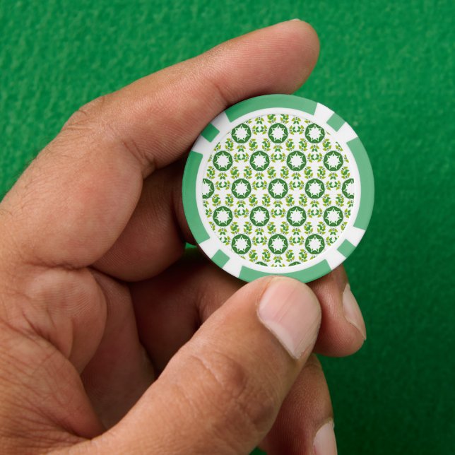 Leaf Pattern, Pattern Of Leaves, Green Leaves Poker Chips (Hand)