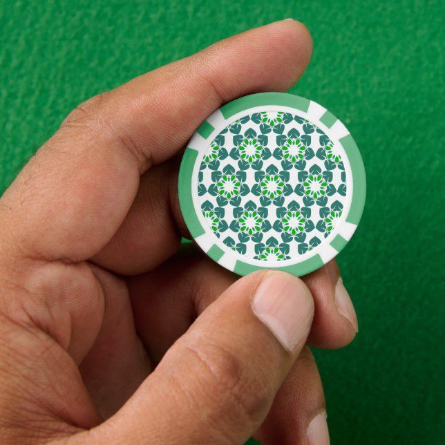 Leaf Pattern, Pattern Of Leaves, Green Leaves Poker Chips (Hand)