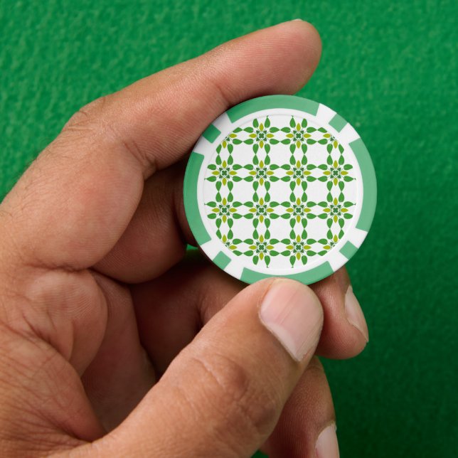Leaf Pattern, Pattern Of Leaves, Green Leaves Poker Chips (Hand)