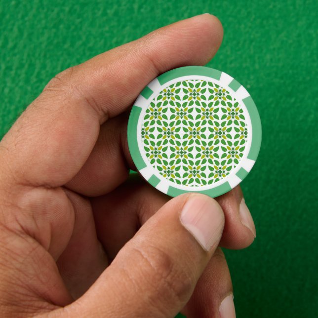 Leaf Pattern, Pattern Of Leaves, Green Leaves Poker Chips (Hand)