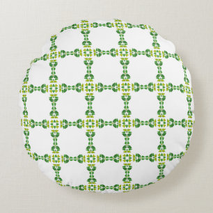 Leaf Pattern, Pattern Of Leaves, Green Leaves Round Pillow