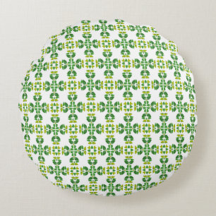 Leaf Pattern, Pattern Of Leaves, Green Leaves Round Pillow
