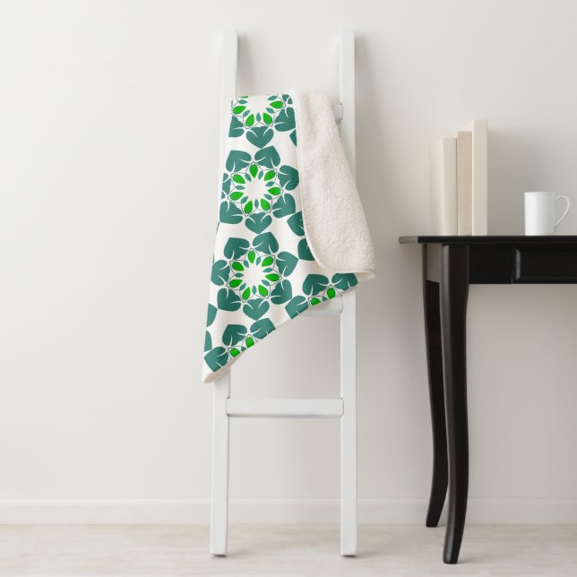 Leaf Pattern, Pattern Of Leaves, Green Leaves Sherpa Blanket (In Situ)
