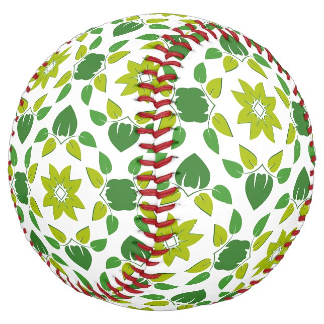 Leaf Pattern, Pattern Of Leaves, Green Leaves Softball (Angled)