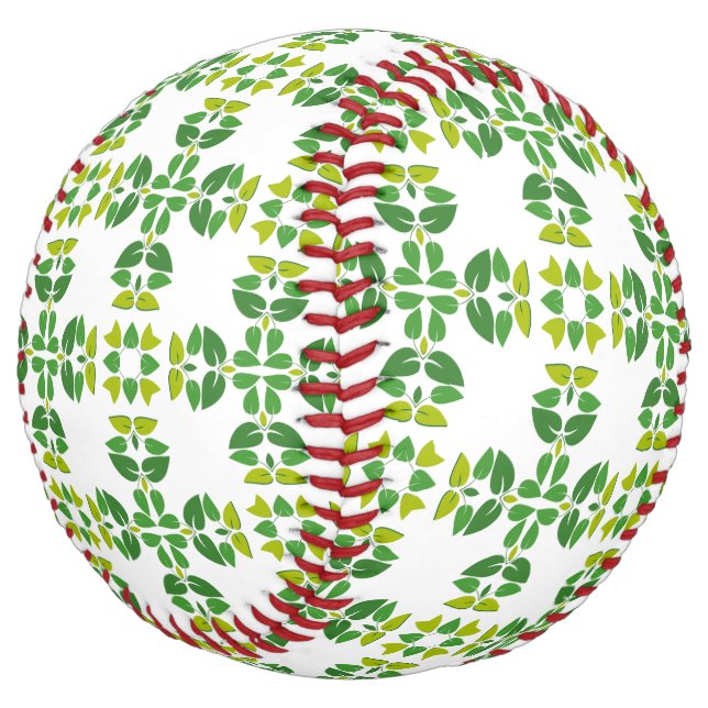 Leaf Pattern, Pattern Of Leaves, Green Leaves Softball (Angled)