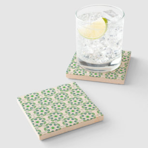 Leaf Pattern, Pattern Of Leaves, Green Leaves Stone Coaster