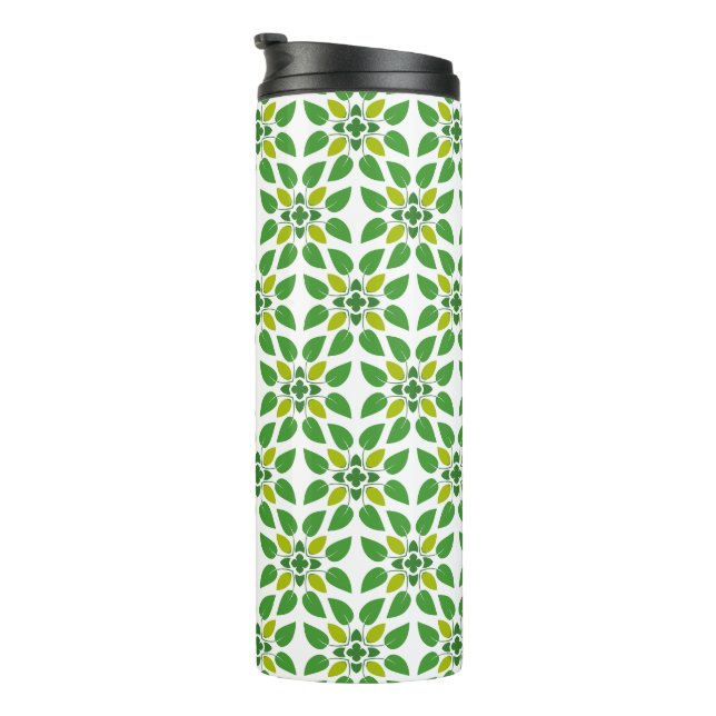 Leaf Pattern, Pattern Of Leaves, Green Leaves Thermal Tumbler (Rotated Right)
