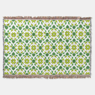 Leaf Pattern, Pattern Of Leaves, Green Leaves Throw Blanket