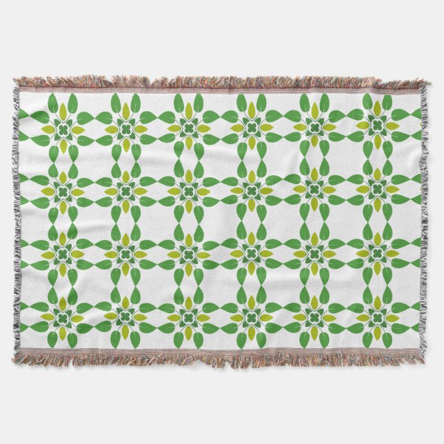 Leaf Pattern, Pattern Of Leaves, Green Leaves Throw Blanket (Front)