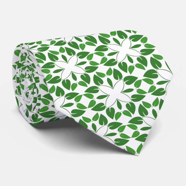 Leaf Pattern, Pattern Of Leaves, Green Leaves Tie (Rolled)