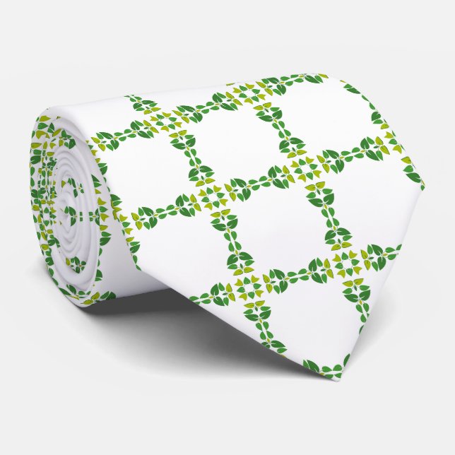 Leaf Pattern, Pattern Of Leaves, Green Leaves Tie (Rolled)