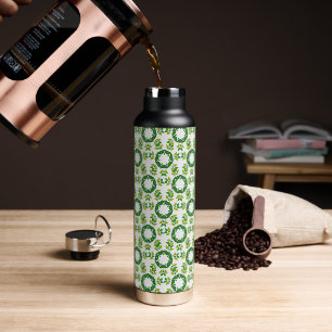 Leaf Pattern, Pattern Of Leaves, Green Leaves Water Bottle