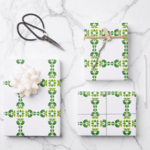 Leaf Pattern, Pattern Of Leaves, Green Leaves Wrapping Paper Sheet