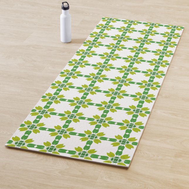 Leaf Pattern, Pattern Of Leaves, Green Leaves Yoga Mat (In Situ)