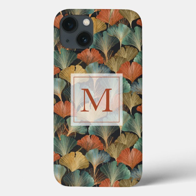 Leaf Pattern Personalize Initial Case-Mate iPhone Case (Back)