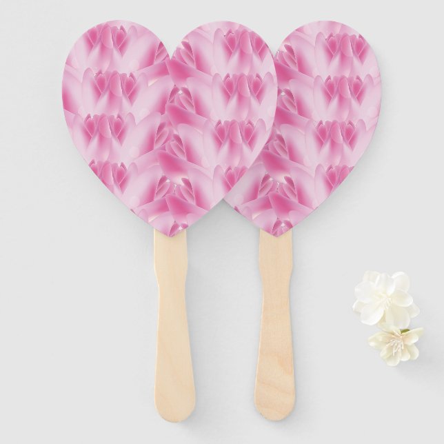 leaf Pattern, pink Hand Fan (Front and Back)