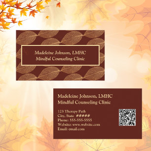 Leaf Pattern Psychologist  Counsellor QR Code Business Card