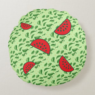 Leaf Pattern Round Pillow