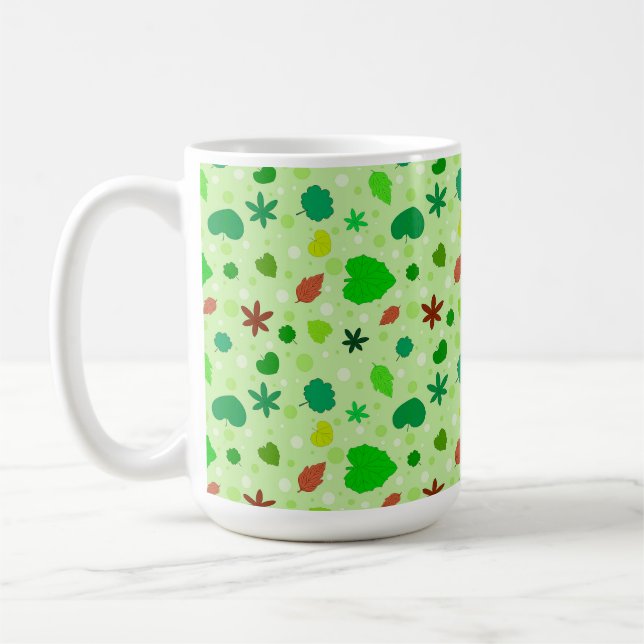 Leaf Pattern Vibrant Botanical Nature Design Coffee Mug (Left)