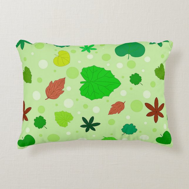 Leaf Pattern with Various Shapes and Colours Accent Pillow (Front)