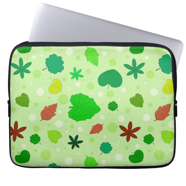 Leaf Pattern with Various Shapes and Colours Laptop Sleeve (Front)