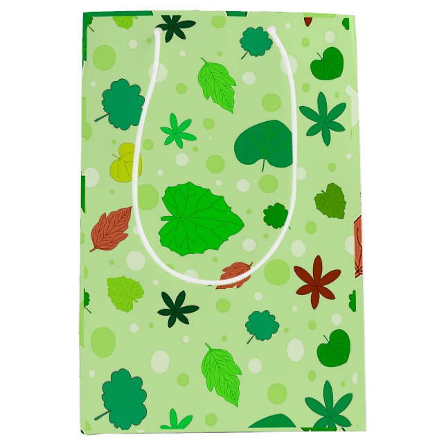 Leaf Pattern with Various Shapes and Colours Medium Gift Bag (Front)