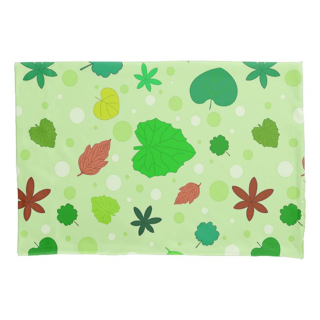 Leaf Pattern with Various Shapes and Colours Pillowcase (Front)