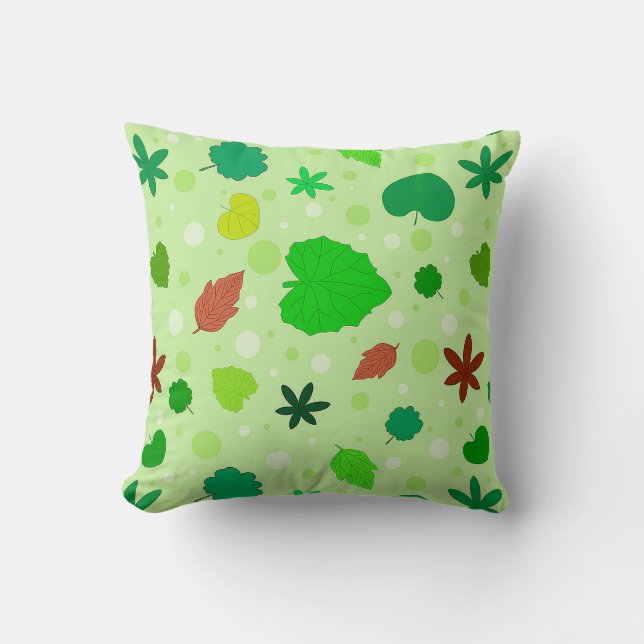 Leaf Pattern with Various Shapes and Colours Throw Pillow (Front)