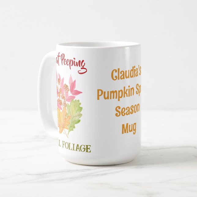 Leaf Peeping Fall FOLIAGE Watercolor PERSONALIZE Coffee Mug (Front Left)