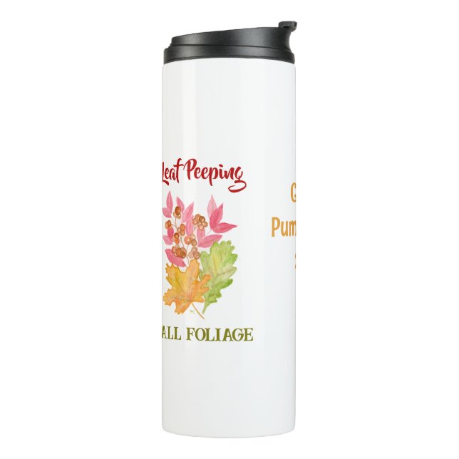 Leaf Peeping Fall FOLIAGE Watercolor PERSONALIZE Thermal Tumbler (Rotated Left)