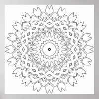 Leaf Petal Mandala Colouring Page with Star Core