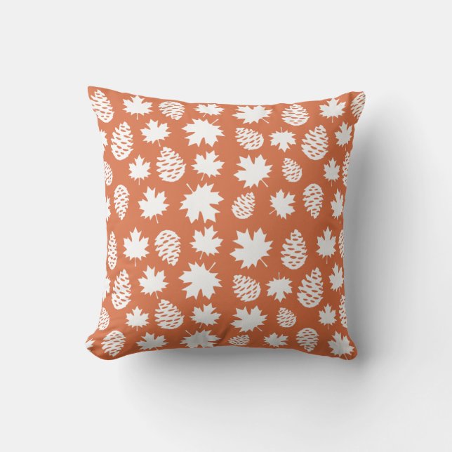 Leaf & Pine Cone Throw Pillow (Front)